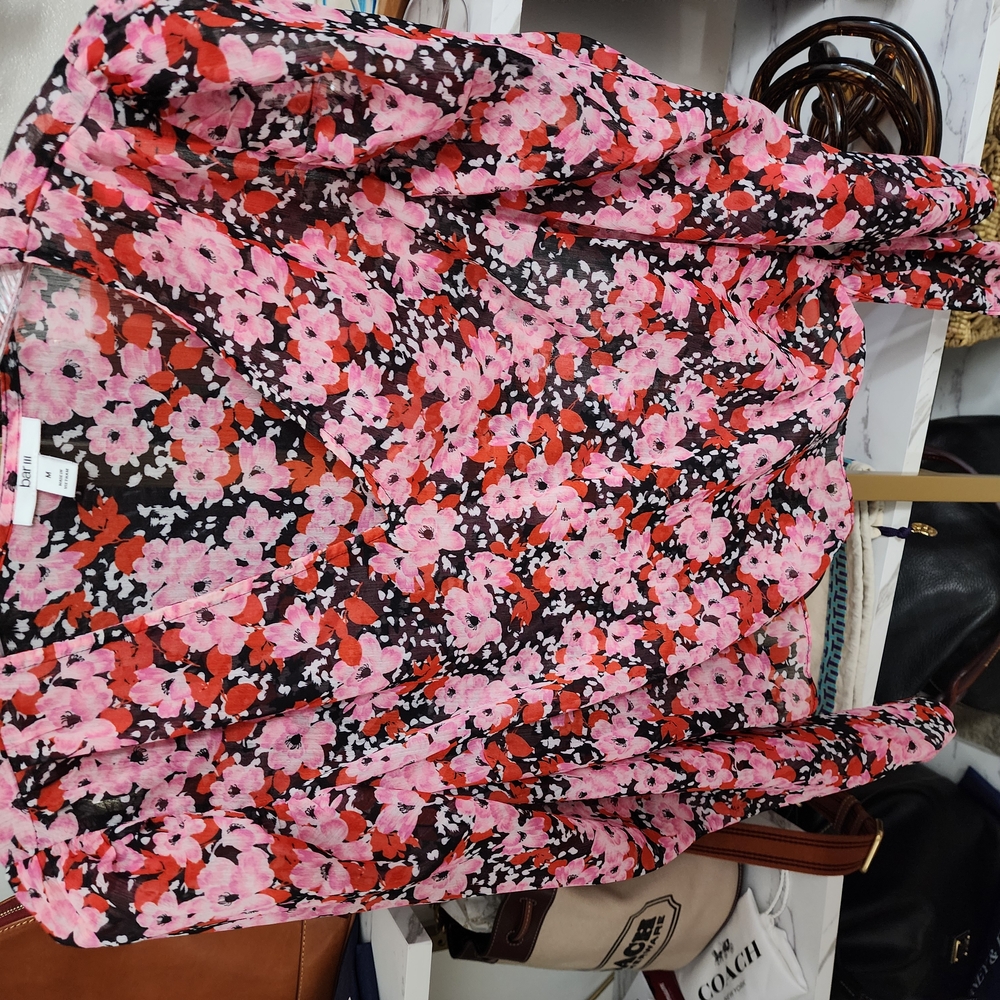 Bar III Ruffled Pink and Red Blouse